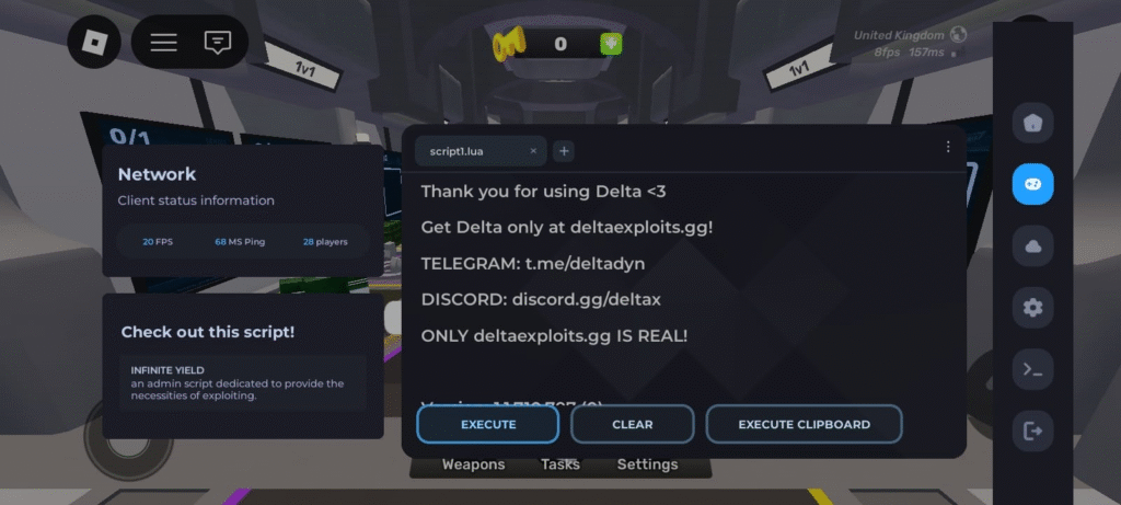 Delta Executor graphical user interface