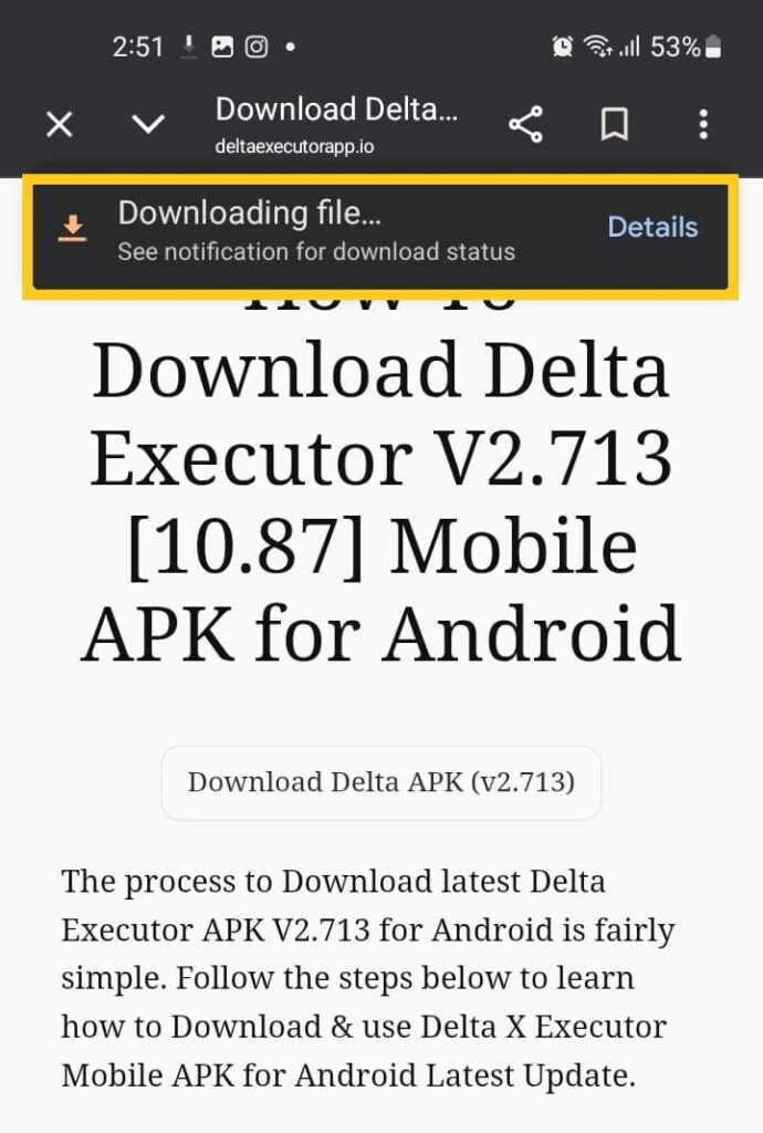 Install Delta Executor on Android APK